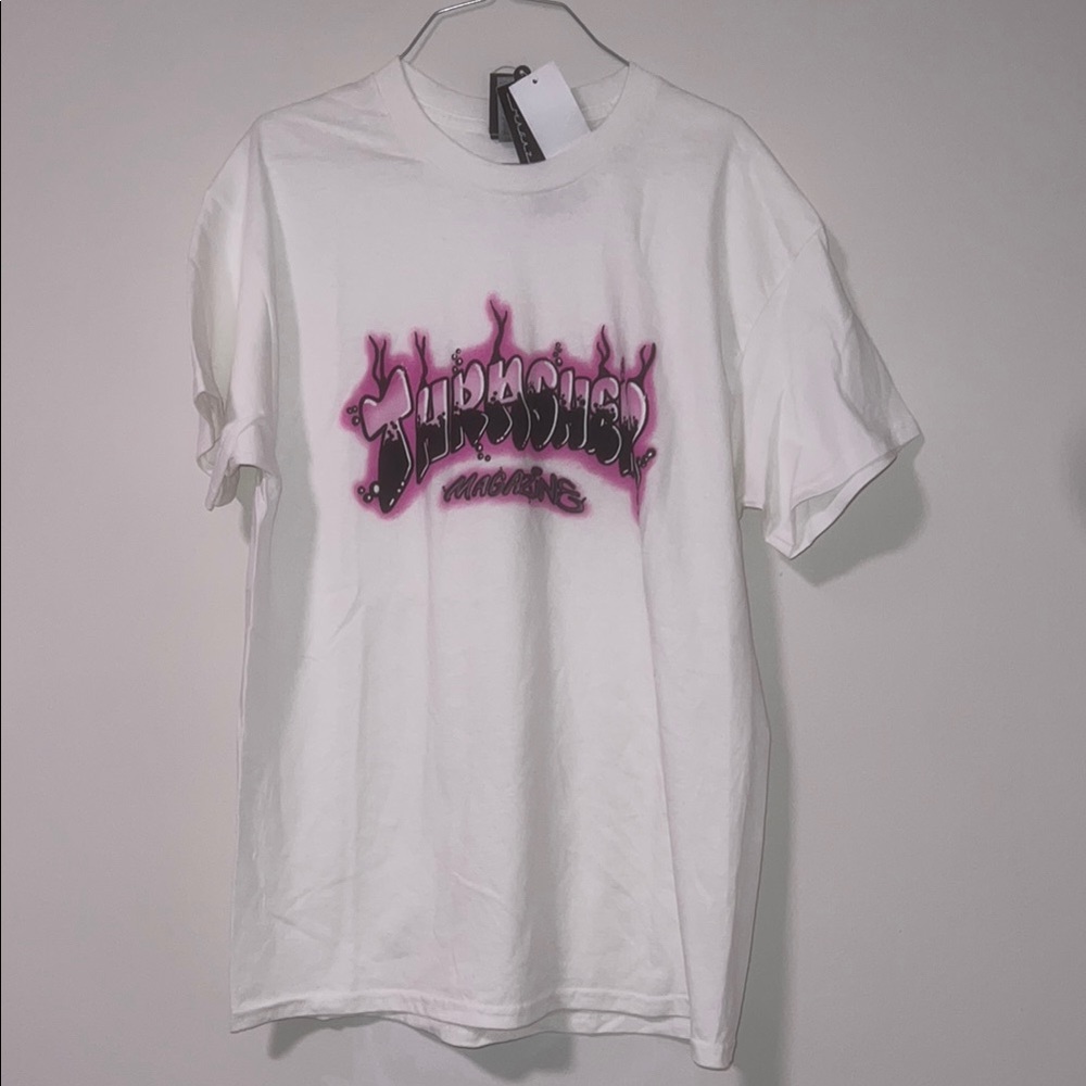 Thrasher White and Pink Short Sleeve Tee